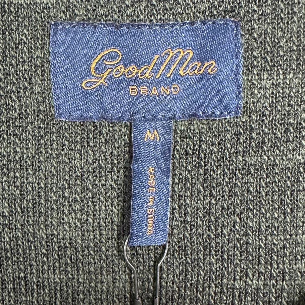 Good Man Brand Sweater Mens Medium Thermal Green Waffle Knit Crew Neck Pullover
